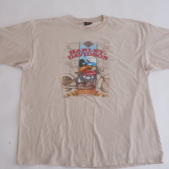 Harley-Davidson '05 Motorcycles Beige Sportster Eagle Short Sleeve T-Shirt 2XL - Picture 4 of 11